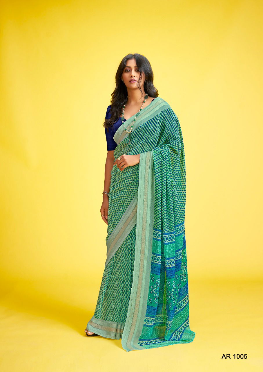 Sr Aarya Casual Wear Weaving Printed Georgette Designer Saree Collection